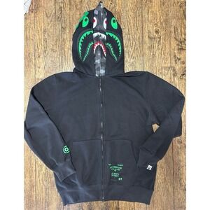 NWT A Bathing Ape x UNDEFEATED Shark Camo Full Zip Hoodie Black Green colorway